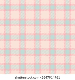 Delicate pastel plaid pattern in pink, peach, and aqua. Seamless textile design perfect for backgrounds, crafts, fabric, and fashion projects.