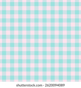Delicate pastel plaid. A soft, calming pattern with light pink and aqua squares, perfect for backgrounds, textiles, crafts, and design elements. Versatile and gentle.