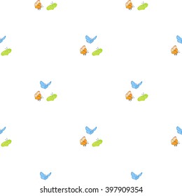 Delicate pattern with butterflies. Light background with flying butterflies. Background for postcards, invitations, children's items. Suitable for fabric and paper.