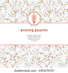 Delicate pattern with curly branches and leaves. Elegant absrtact backdrop