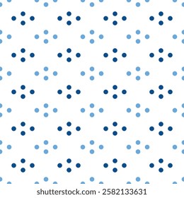 Delicate pattern featuring clustered dots in varying shades of blue, scattered evenly across a seamless arrangement.