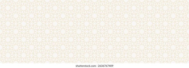A delicate pattern featuring intricate mandala lines, floral motifs, geometric symmetry on cream and beige tones inspired by traditional Islamic architecture and Moroccan zellige mosaics. 