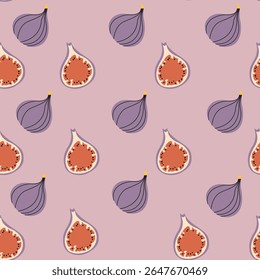 A delicate pattern with figs. Autumn illustration for designs Vector illustration Fruits of fig tree