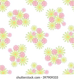 Delicate pattern with flowers Light background with blooming daisies. Background for postcards, invitations, children's items. Suitable for fabric and paper.