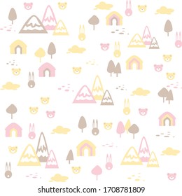 
delicate pattern in pink and yellow tones, For wallpaper, backgrounds, posters, children's products