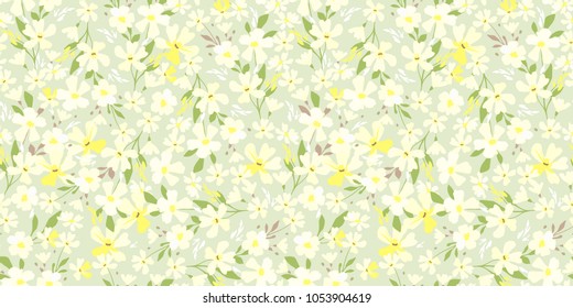 Delicate pattern in small flowers. Floral seamless background for textile, wallpapers, wrapping, paper. Spring fashion print.