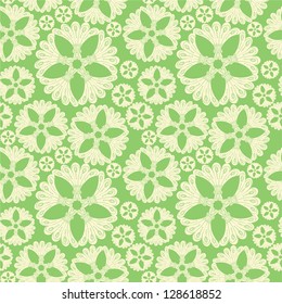 delicate pattern with yellow flowers on a green background