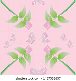 delicate patterns. flowers of roses, butterflies, love, and romance