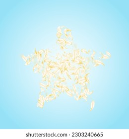 Delicate Peach Beauty Vector Blue Background. Yellow Tender Lotus Wallpaper. Beige Sakura Blur Design. Gold Flower Japanese Poster. Fall Petal Texture.