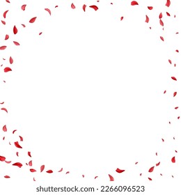 Delicado fondo blanco del vector volador de la capa de arena. Plantilla de cerezo de vuelo. Fondo de escritorio de la primavera de la floricultura roja. Hermoso telón de fondo de Belleza Petal.
