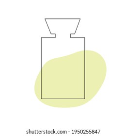 Delicate perfume bottle in the style of flat lines. Cosmetic product. Apply the scent to the skin. Vector illustration.