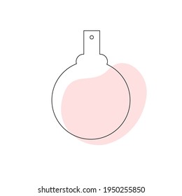 Delicate perfume bottle in the style of flat lines. Cosmetic product. Apply the scent to the skin. Vector illustration.