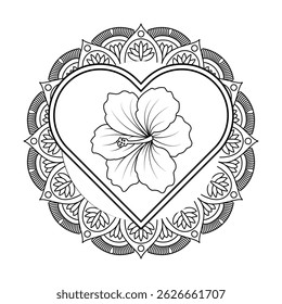 Delicate Persian Ornament Mandala in Black and White Coloring Book Page