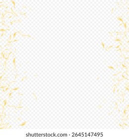 Delicate Petal Fly Vector Transparent Background. Yellow Fall Floral Texture. Beige Sakura Blur Design. Light Flower Japan Frame. Tender Lotus Poster.