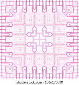 Delicate pink art deco pattern. Geometric ornament on a white background. Vector lace background for wallpapers, cards and your design