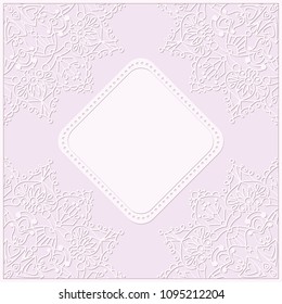 delicate pink background card with openwork frame