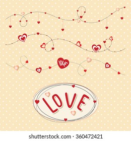 Delicate pink background with hearts Valentines Day