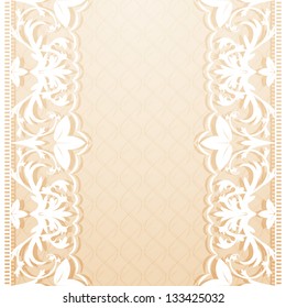 Delicate pink background with lace pattern. Vector illustration