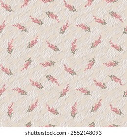 Delicate Pink Floral Pattern with Circular Background for Elegant Design Projects