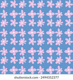 Delicate pink floral pattern on a blue background
