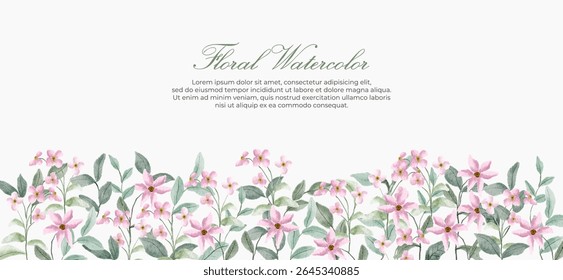 delicate pink floral watercolor border