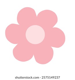 Delicate pink flower with a minimalistic style, featuring smooth shapes and a pastel color palette, ideal for digital art, decoration, or design elements