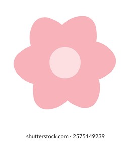 Delicate pink flower with a minimalistic style, featuring smooth shapes and a pastel color palette, ideal for digital art, decoration, or design elements