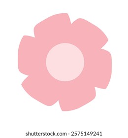 Delicate pink flower with a minimalistic style, featuring smooth shapes and a pastel color palette, ideal for digital art, decoration, or design elements