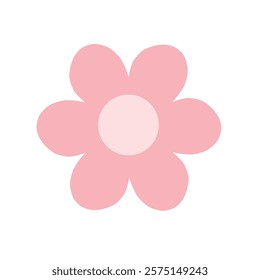 Delicate pink flower with a minimalistic style, featuring smooth shapes and a pastel color palette, ideal for digital art, decoration, or design elements