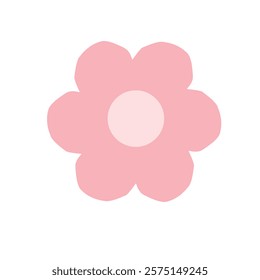 Delicate pink flower with a minimalistic style, featuring smooth shapes and a pastel color palette, ideal for digital art, decoration, or design elements