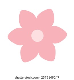 Delicate pink flower with a minimalistic style, featuring smooth shapes and a pastel color palette, ideal for digital art, decoration, or design elements