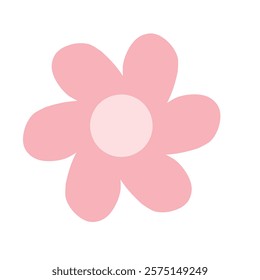 Delicate pink flower with a minimalistic style, featuring smooth shapes and a pastel color palette, ideal for digital art, decoration, or design elements