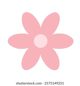 Delicate pink flower with a minimalistic style, featuring smooth shapes and a pastel color palette, ideal for digital art, decoration, or design elements