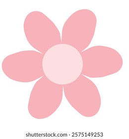 Delicate pink flower with a minimalistic style, featuring smooth shapes and a pastel color palette, ideal for digital art, decoration, or design elements