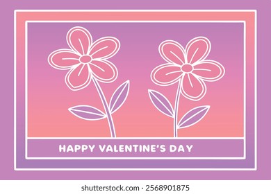 Delicate Pink Flowers Card Vector Illustration Artwork