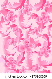 Delicate pink flowers on light pink background