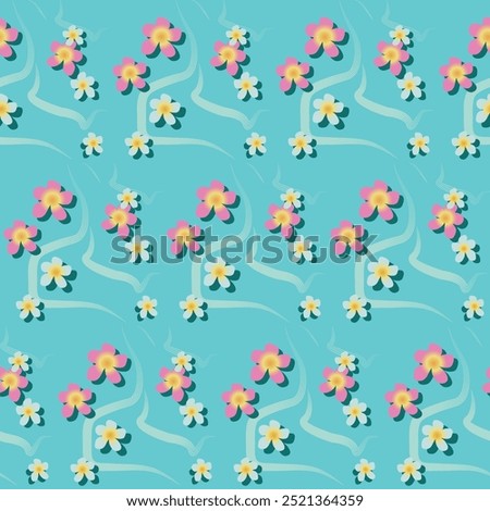 Delicate pink flowers on the water, sesonal summer pattern background or textile