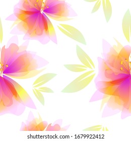 Delicate pink flowers are a seamless background. Vector illustration