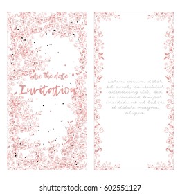 Delicate pink flowers. vector card templates. Can be used for Save The Date, baby shower, mothers day, valentines day, birthday cards, invitations