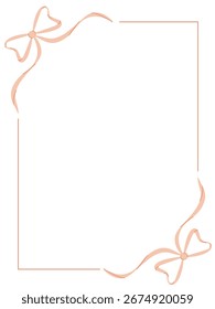 Um quadro rosa delicado com um arco para inserir uma saudação, menu ou texto. Uma simples ilustração plana.