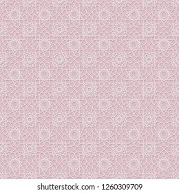 delicate pink geometric seamless vector pattern with Arabian motifs