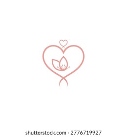 A delicate pink heart enclosing a stylized lotus flower, symbolizing love, purity, and spiritual growth. Perfect for wellness, beauty, or feminine brands.