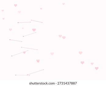 Zarte rosafarbene Herzen, die auf sauberem, weißem Hintergrund schweben, minimalistisches romantisches Design mit sanften Pastellfarben und subtilen gepunkteten Linien