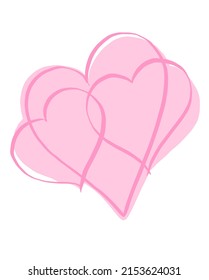 Delicate pink hearts. Valentines Day. Happy Mother's day. Pink hearts with copy space. Vector, illustration.