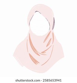 A delicate pink hijab illustration in minimalist design. Suitable for branding, social media, and Muslim cultural identity.