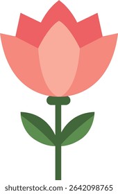  A delicate pink lotus with lush green leaves, symbolizing purity and tranquility in a minimalist, serene design.