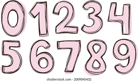 Delicate pink numbers. Designer font
