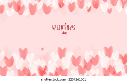 Delicado cartel rectangular rosa con la inscripción "Día de San Valentín" y un patrón de corazones.