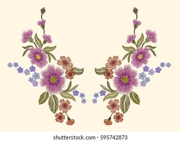 Delicate pink rose and buds on a beige background. Vintage postcard. old watercolor. Traditional embroidery. vector illustration paisley flower