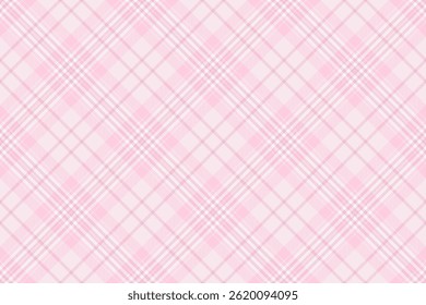 Delicate pink and white diagonal plaid pattern.  Perfect for textile design, websites, packaging, or feminine branding.